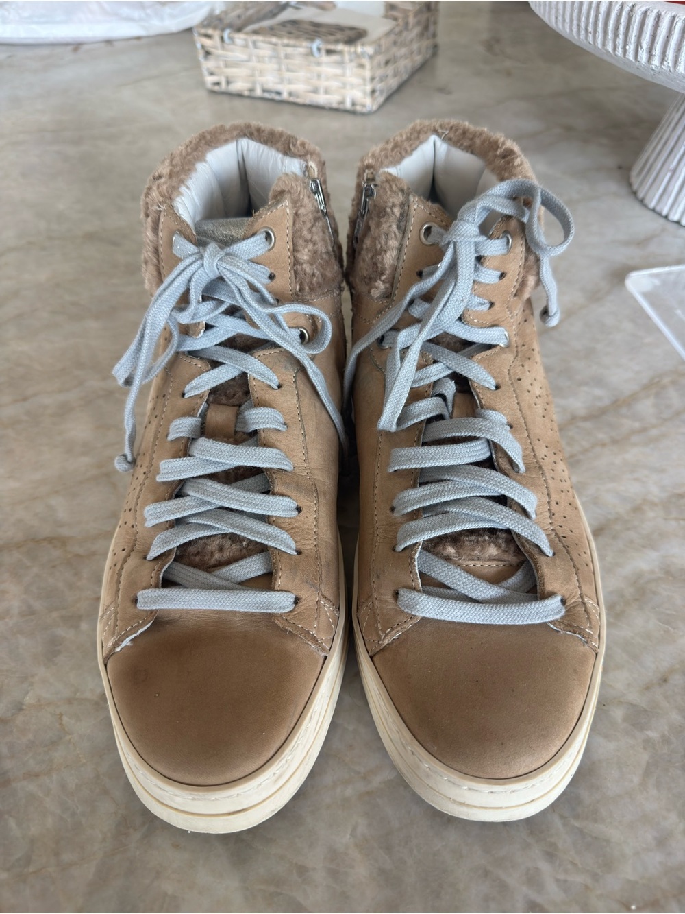 P448 Taylor High-Top Suede Sneakers with Fleece Collar